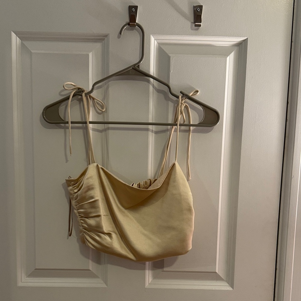 Zara Gold Satin Tie-Strap Top